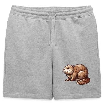 Castor - Short de survêtement homme premium - gris chiné - Devant - AI Model Male 178 light (178cm)