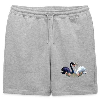 Lien éternel, cygnes noirs et blancs amoureux - Short de survêtement homme premium - gris chiné - Devant - AI Model Male 178 light (178cm)