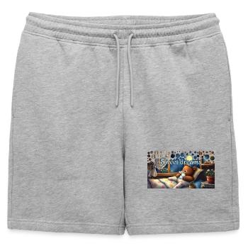 Sweet dreams ours endormi avec jouet câlin - Short de survêtement homme premium - gris chiné - Devant - AI Model Male 178 light (178cm)