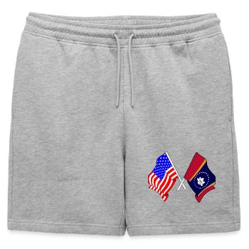 Flagge USA und Bundesstaat Mississippi gekreuzt - Männer Premium Organic Sweatshorts - Grau meliert - Vorne - AI Model Male 178 light (178cm)