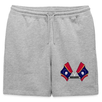 Zwei Flaggen mit dem Text MISSISSIPPI - Männer Premium Organic Sweatshorts - Grau meliert - Vorne - AI Model Male 178 light (178cm)
