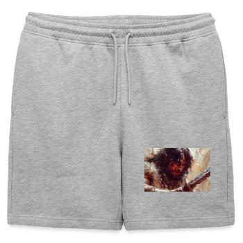 Poster Illustration Conan le Cimmérien - Short de survêtement homme premium - gris chiné - Devant - AI Model Male 178 light (178cm)