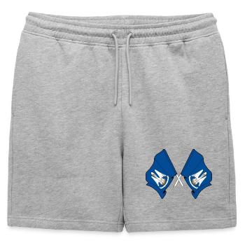 Zwei Flaggen kreuzten Lousiane - Männer Premium Organic Sweatshorts - Grau meliert - Vorne - AI Model Male 178 light (178cm)