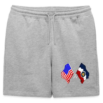 Flagge der USA und des Bundesstaates Utah gekreuzt - Männer Premium Organic Sweatshorts - Grau meliert - Vorne - AI Model Male 178 light (178cm)