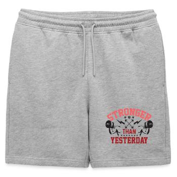 Plus fort qu’hier - Short de survêtement homme premium - gris chiné - Devant - AI Model Male 178 light (178cm)