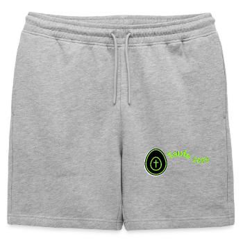 Baptême 2025 Croix dans l’oeuf paysage vert clair - Short de survêtement homme premium - gris chiné - Devant - AI Model Male 178 light (178cm)