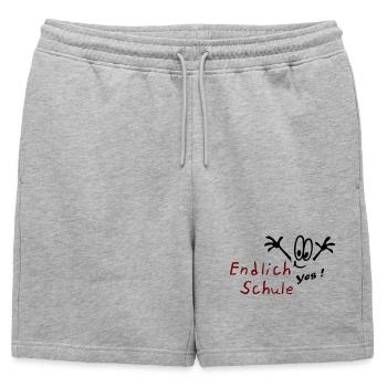 École - Short de survêtement homme premium - gris chiné - Devant - AI Model Male 178 light (178cm)