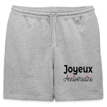 Joyeux Anniversaire Cœur - Short de survêtement homme premium - gris chiné - Devant - AI Model Male 178 light (178cm)
