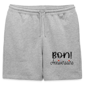 BON ANNIVERSAIRE AMOUR - Short de survêtement homme premium - gris chiné - Devant - AI Model Male 178 light (178cm)