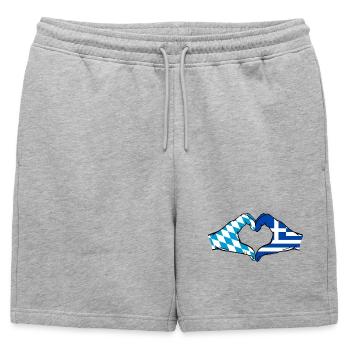 Bavière, Grèce, Drapeau, Aiguilles, Coeur - Short de survêtement homme premium - gris chiné - Devant - AI Model Male 178 light (178cm)