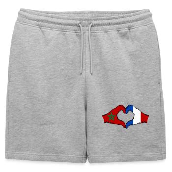 Drapeau du Maroc France Aiguilles Coeur - Short de survêtement homme premium - gris chiné - Devant - AI Model Male 178 light (178cm)
