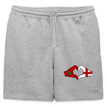 Maroc Angleterre Drapeau Mains Coeur Forme - Short de survêtement homme premium - gris chiné - Devant - AI Model Male 178 light (178cm)