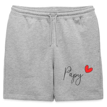 PAPY. FÊTE DES PÈRES. BONNE FÊTE PAPY. JE T'AIME. - Short de survêtement homme premium - gris chiné - Devant - AI Model Male 178 light (178cm)