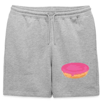 Casse-croûte : le gâteau rose de la cantine ! - Short de survêtement homme premium - gris chiné - Devant - AI Model Male 178 light (178cm)