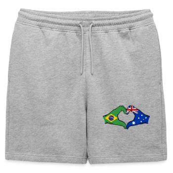 Brésil Australie Mains Forme De Coeur - Short de survêtement homme premium - gris chiné - Devant - AI Model Male 178 light (178cm)