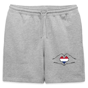Drapeau de la Hollande Coeur - Short de survêtement homme premium - gris chiné - Devant - AI Model Male 178 light (178cm)