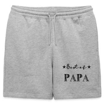 PAPA. FÊTE DES PÈRES. BONNE FÊTE PAPA. BONNE FÊTE. - Short de survêtement homme premium - gris chiné - Devant - AI Model Male 178 light (178cm)