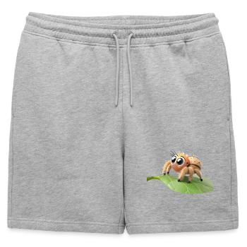 Petite araignée philippus curieuse sur une feuille - Short de survêtement homme premium - gris chiné - Devant - AI Model Male 178 light (178cm)
