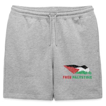 Palestine libre - Short de survêtement homme premium - gris chiné - Devant - AI Model Male 178 light (178cm)