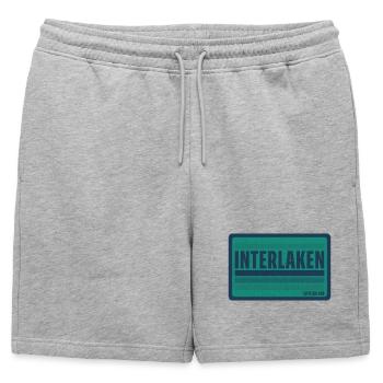 Interlaken Retro Badge - Mens' Premium Organic Sweatshorts - heather grey - Front - AI Model Male 178 light (178cm)