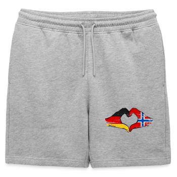 Allemagne Norvège Drapeau Mains Coeur Forme Utilisé - Short de survêtement homme premium - gris chiné - Devant - AI Model Male 178 light (178cm)