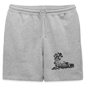 Locomotive noire vintage - Short de survêtement homme premium - gris chiné - Devant - AI Model Male 178 light (178cm)
