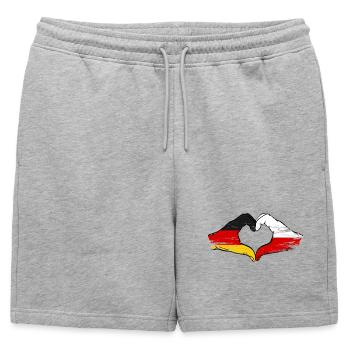 Allemagne Pologne Drapeau Mains Coeur Forme Utilisé - Short de survêtement homme premium - gris chiné - Devant - AI Model Male 178 light (178cm)