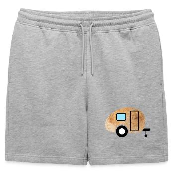 Caravane grain de bois rétro Nature Ventilateur de caravane - Short de survêtement homme premium - gris chiné - Devant - AI Model Male 178 light (178cm)