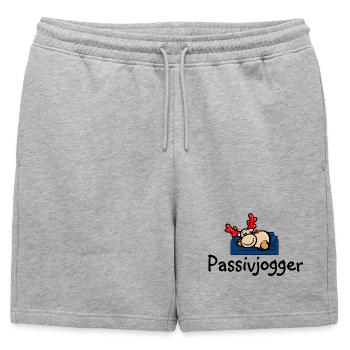 Reindeer Elmondo on the couch as a passive jogger - Mens' Premium Organic Sweatshorts - heather grey - Front - AI Model Male 178 light (178cm)