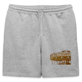 Design de carrousel vintage doré - Short de survêtement homme premium - gris chiné - Devant - AI Model Male 178 light (178cm)