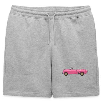 Voiture cabriolet rose vintage rétro - Short de survêtement homme premium - gris chiné - Devant - AI Model Male 178 light (178cm)