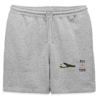 B-17 Forteresse volante - Short de survêtement homme premium - gris chiné - Devant - AI Model Male 178 light (178cm)