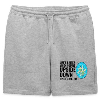 Life’s Better Upside Down Underwater Swimming  - Mens' Premium Organic Sweatshorts - heather grey - Front - AI Model Male 178 light (178cm)