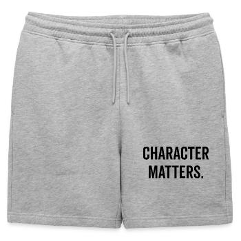 Le caractère compte - Short de survêtement homme premium - gris chiné - Devant - AI Model Male 178 light (178cm)