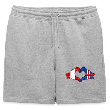 Drapeau de l'île du Pérou, mains en forme de cœur utilisées - Short de survêtement homme premium - gris chiné - Devant - AI Model Male 178 light (178cm)