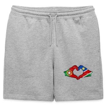 Portugal Namibie Drapeau Coeur utilisé - Short de survêtement homme premium - gris chiné - Devant - AI Model Male 178 light (178cm)