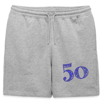 50. 50 ANS. 50e ANNIVERSAIRE. ANNIVERSAIRE 50 ANS. - Short de survêtement homme premium - gris chiné - Devant - AI Model Male 178 light (178cm)