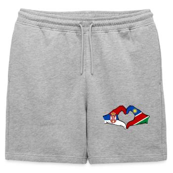 Serbie Namibie Drapeau Coeur - Short de survêtement homme premium - gris chiné - Devant - AI Model Male 178 light (178cm)