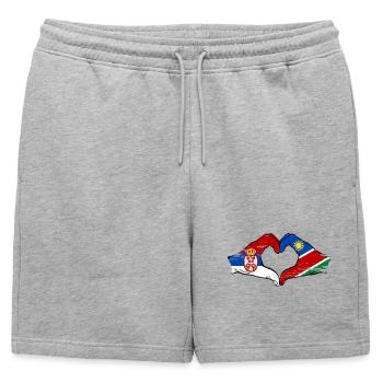 Serbie Namibie Drapeau Coeur utilisé - Short de survêtement homme premium - gris chiné - Devant - AI Model Male 178 light (178cm)