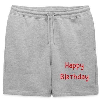 Message d'Anniversaire Joyeux en Style Ludique - Short de survêtement homme premium - gris chiné - Devant - AI Model Male 178 light (178cm)