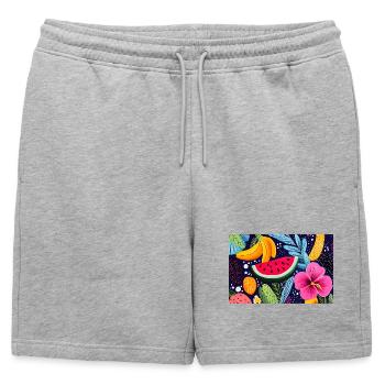 Fruits Tropical Coloré - Short de survêtement homme premium - gris chiné - Devant - AI Model Male 178 light (178cm)