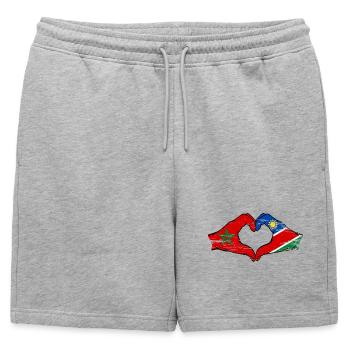 Maroc Namibie drapeau mains coeur forme - Short de survêtement homme premium - gris chiné - Devant - AI Model Male 178 light (178cm)