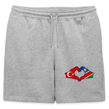 Drapeau de la Turquie et de la Namibie en forme de cœur - Short de survêtement homme premium - gris chiné - Devant - AI Model Male 178 light (178cm)
