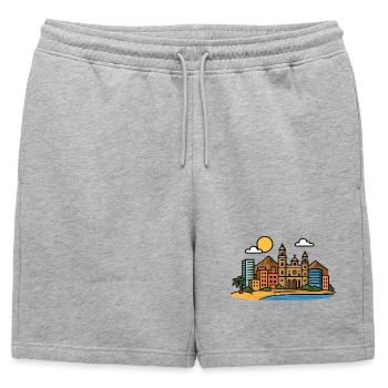 Paysage urbain coloré de Gran Canaria - Short de survêtement homme premium - gris chiné - Devant - AI Model Male 178 light (178cm)