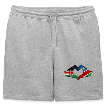 Drapeau du Kenya et de la Namibie, mains en forme de cœur utilisées - Short de survêtement homme premium - gris chiné - Devant - AI Model Male 178 light (178cm)