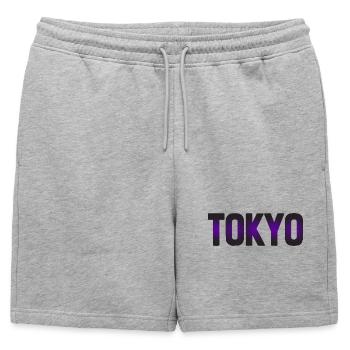 Conception nocturne de la ligne d'horizon de Tokyo au néon - Short de survêtement homme premium - gris chiné - Devant - AI Model Male 178 light (178cm)