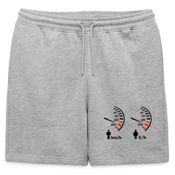 compteur de vitesse km/h et compteur de dépense  - Short de survêtement homme premium - gris chiné - Devant - AI Model Male 178 light (178cm)