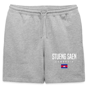 Stueng Saen Cambodge Khmer - Short de survêtement homme premium - gris chiné - Devant - AI Model Male 178 light (178cm)