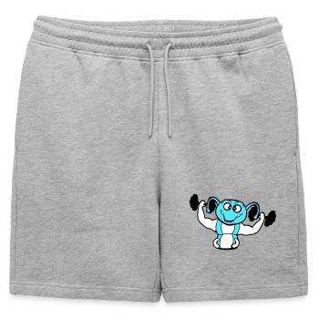 Caterpillar Bodybuilder Muscle Building Strong Fitness Gym - Mens' Premium Organic Sweatshorts - heather grey - Front - AI Model Male 178 light (178cm)