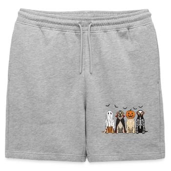 Chiens d'Halloween avec lanterne citrouille, Labrador - Short de survêtement homme premium - gris chiné - Devant - AI Model Male 178 light (178cm)